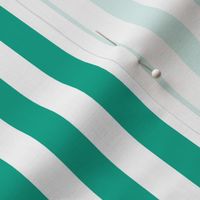 Peacock Green Awning Stripe Pattern Vertical in White