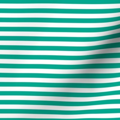 Peacock Green Bengal Stripe Pattern Horizontal in White