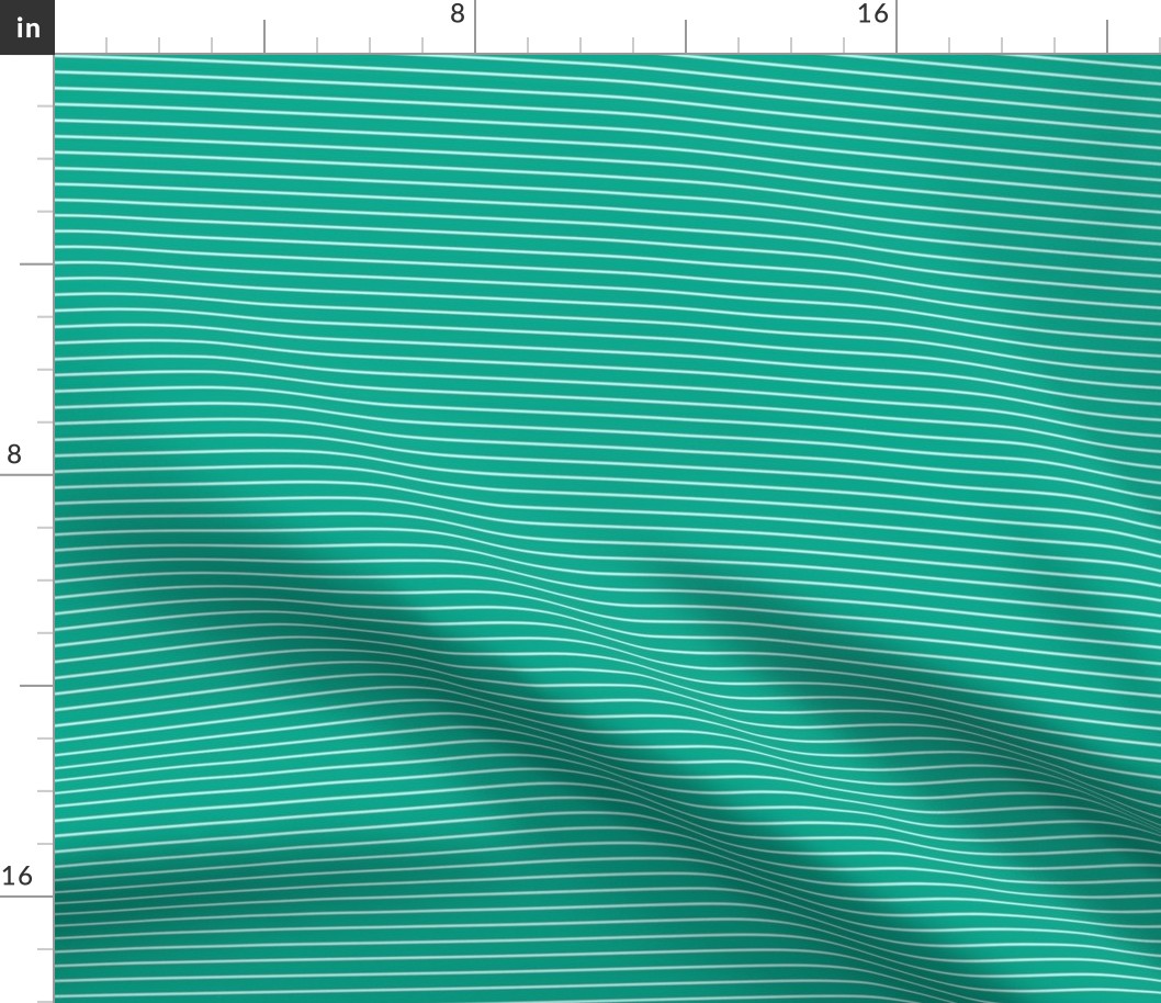 Small Peacock Green Pin Stripe Pattern Horizontal in White