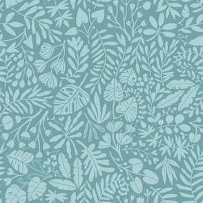 Small Tropical botanical jungles mint and turquoise 