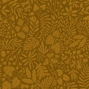 Small Tropical botanical jungles mustard colors