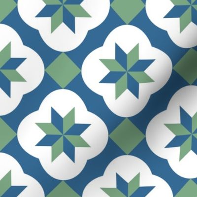 Islamic tiles blue jade green mosaic