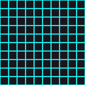 Fluorescent teal windowpane check neon squares black