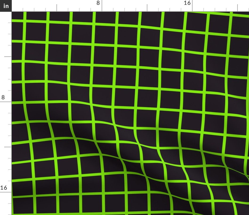 Fluorescent green windowpane checks neon squares black