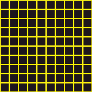 Neon yellow windowpane check squares black