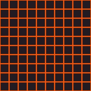 Neon orange windowpane check squares black