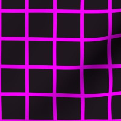 Fluorescent pink windowpane check neon squares black