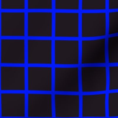 Neon blue windowpane check fluorescent squares black