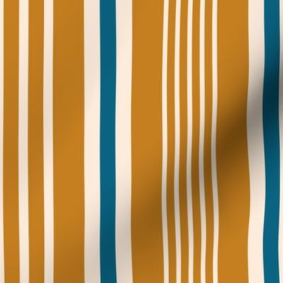 Retro stripes mustard yellow french Wallpaper