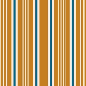 Retro stripes mustard yellow french Wallpaper