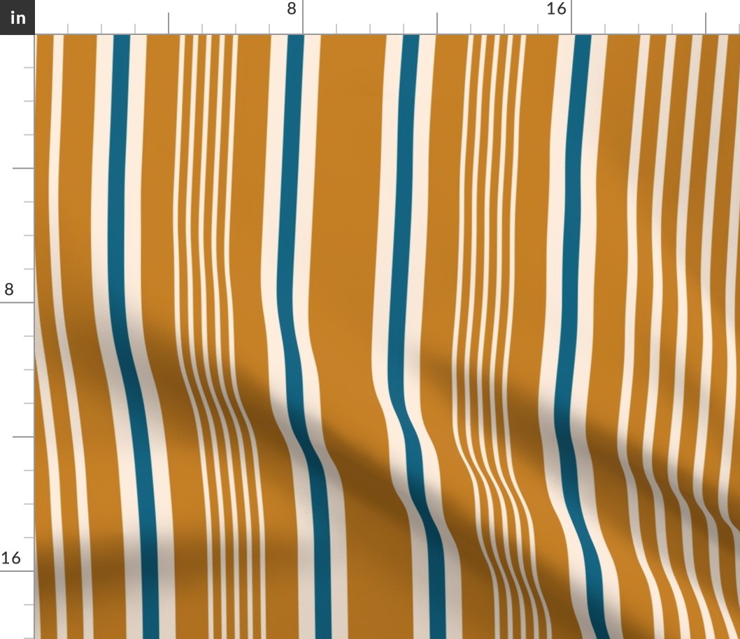 Retro stripes mustard yellow french Wallpaper