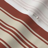 Vintage stripes copper brown cream french Wallpaper