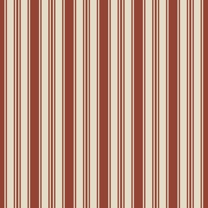 Vintage stripes copper brown cream french Wallpaper