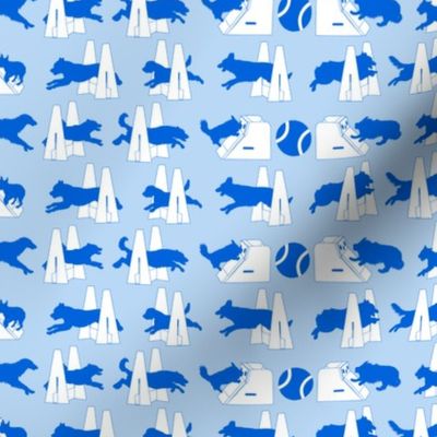Small Simple Flyball dogs silhouettes - blue