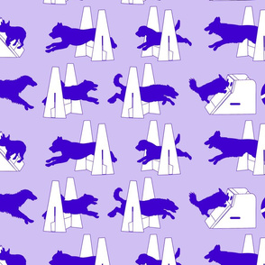 Simple Flyball dogs silhouettes - purple