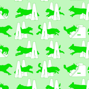 Simple Flyball dogs silhouettes - green