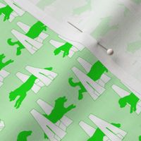 Small Simple Flyball dogs silhouettes - green