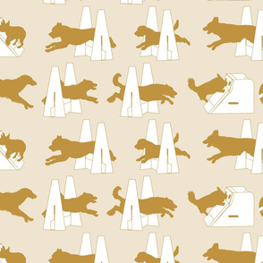 Simple Flyball dogs silhouettes - tan