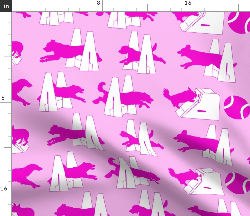 Simple Flyball dogs silhouettes - pink
