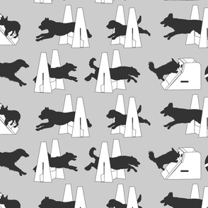 Simple Flyball dogs silhouettes - gray