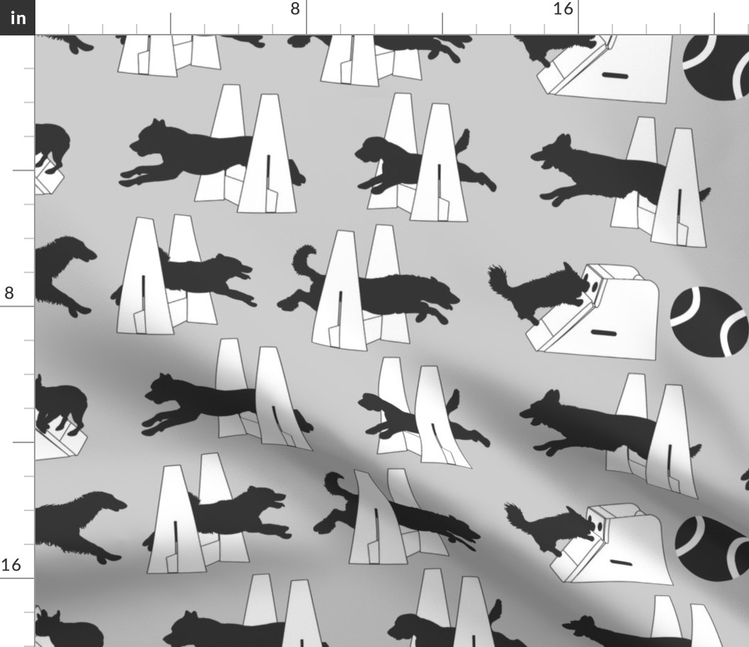 Simple Flyball dogs silhouettes - gray