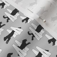 Small Simple Flyball dogs silhouettes - gray