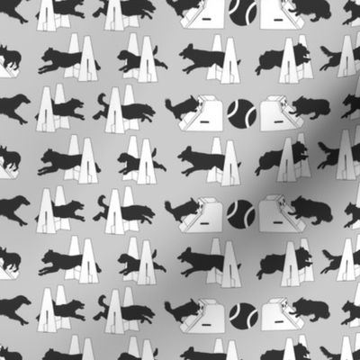 Small Simple Flyball dogs silhouettes - gray