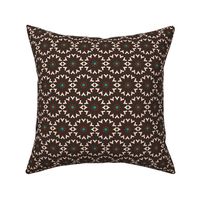 Floral geometry greige on brown  - 2 in