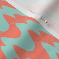 Small Attentive dog ears - coral and mint