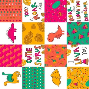 dino cheater quilt pink