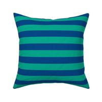 Large Peacock Green Awning Stripe Pattern Horizontal in Blue