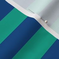 Large Peacock Green Awning Stripe Pattern Horizontal in Blue