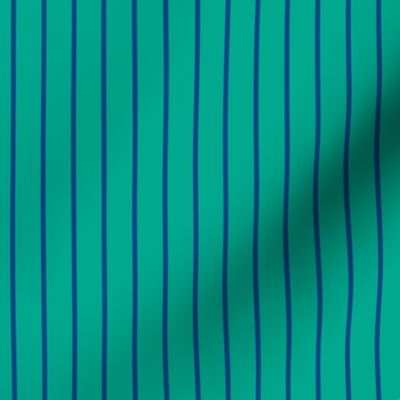 Peacock Green Pin Stripe Pattern Vertical in Blue