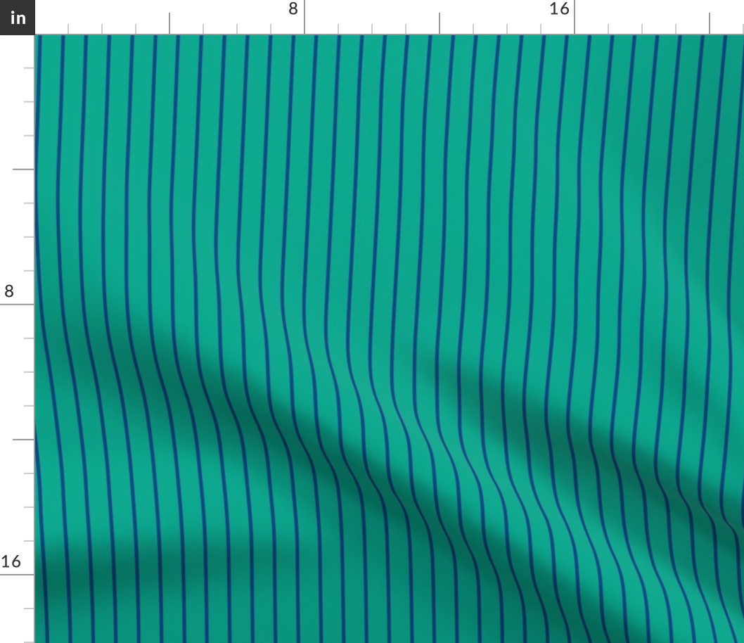 Peacock Green Pin Stripe Pattern Vertical in Blue