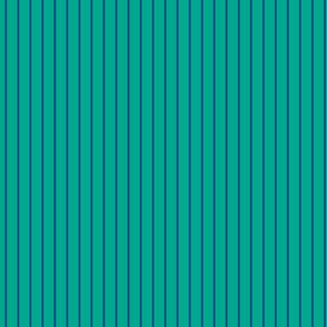 Small Peacock Green Pin Stripe Pattern Vertical in Blue