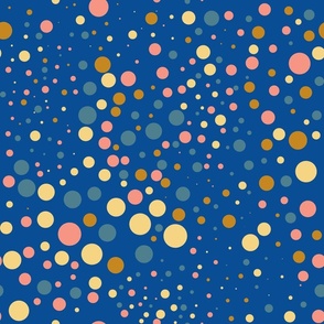 Happy colourful dot planets small scale blue  by art for joy lesja saramakova gajdosikova design