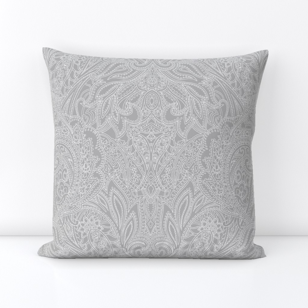 Paisley lace outline - Mid-Grey white