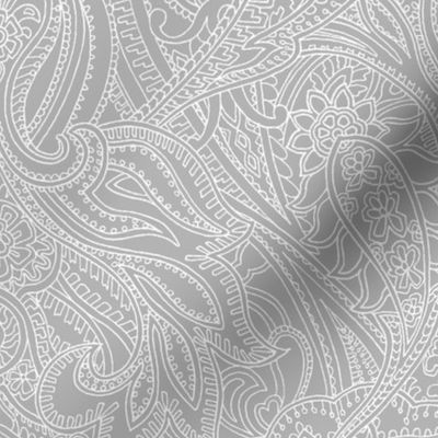 Paisley lace outline - Mid-Grey white