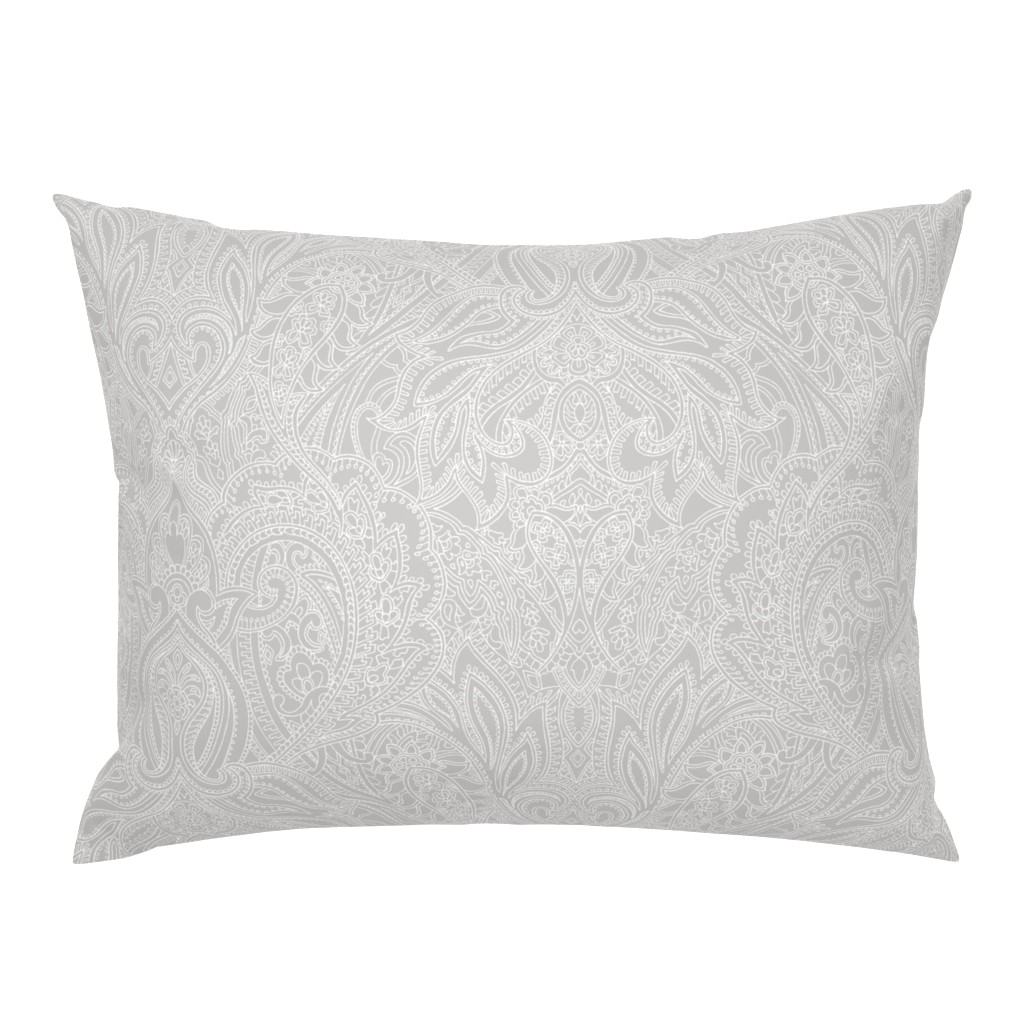 Paisley lace outline -  Light Grey white