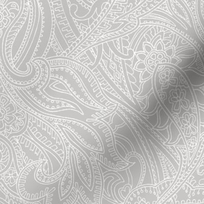 Paisley lace outline -  Light Grey white