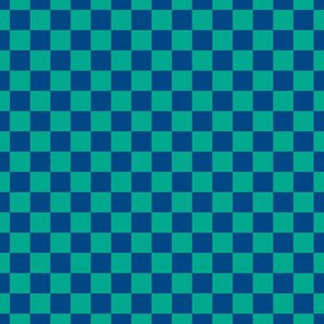 Checker Pattern - Peacock Green and Blue