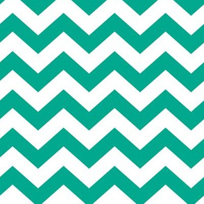 Chevron Pattern - Peacock Green and White