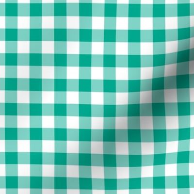 Gingham Pattern - Peacock Green and White