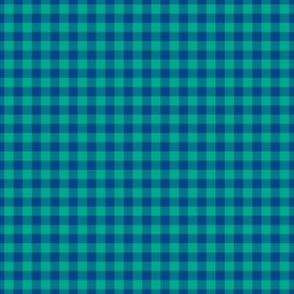 Small Gingham Pattern - Peacock Green and Blue