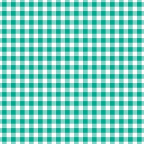 Small Gingham Pattern - Peacock Green and White