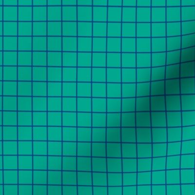 Grid Pattern - Peacock Green and Blue