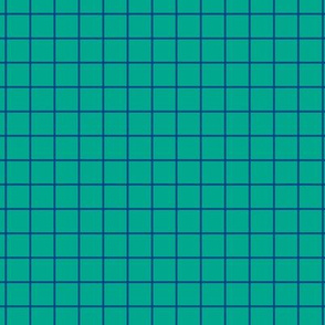 Grid Pattern - Peacock Green and Blue