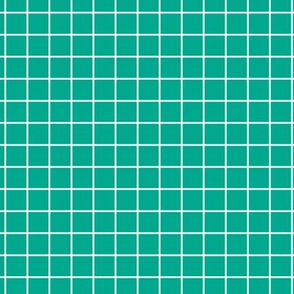 Grid Pattern - Peacock Green and White