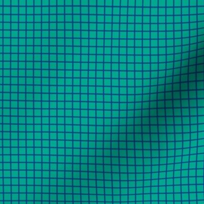 Small Grid Pattern - Peacock Green and Blue