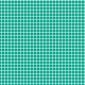 Small Grid Pattern - Peacock Green and White